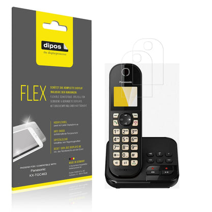 2x 3D Full Cover Schutzfolie für Panasonic KX-TGC463