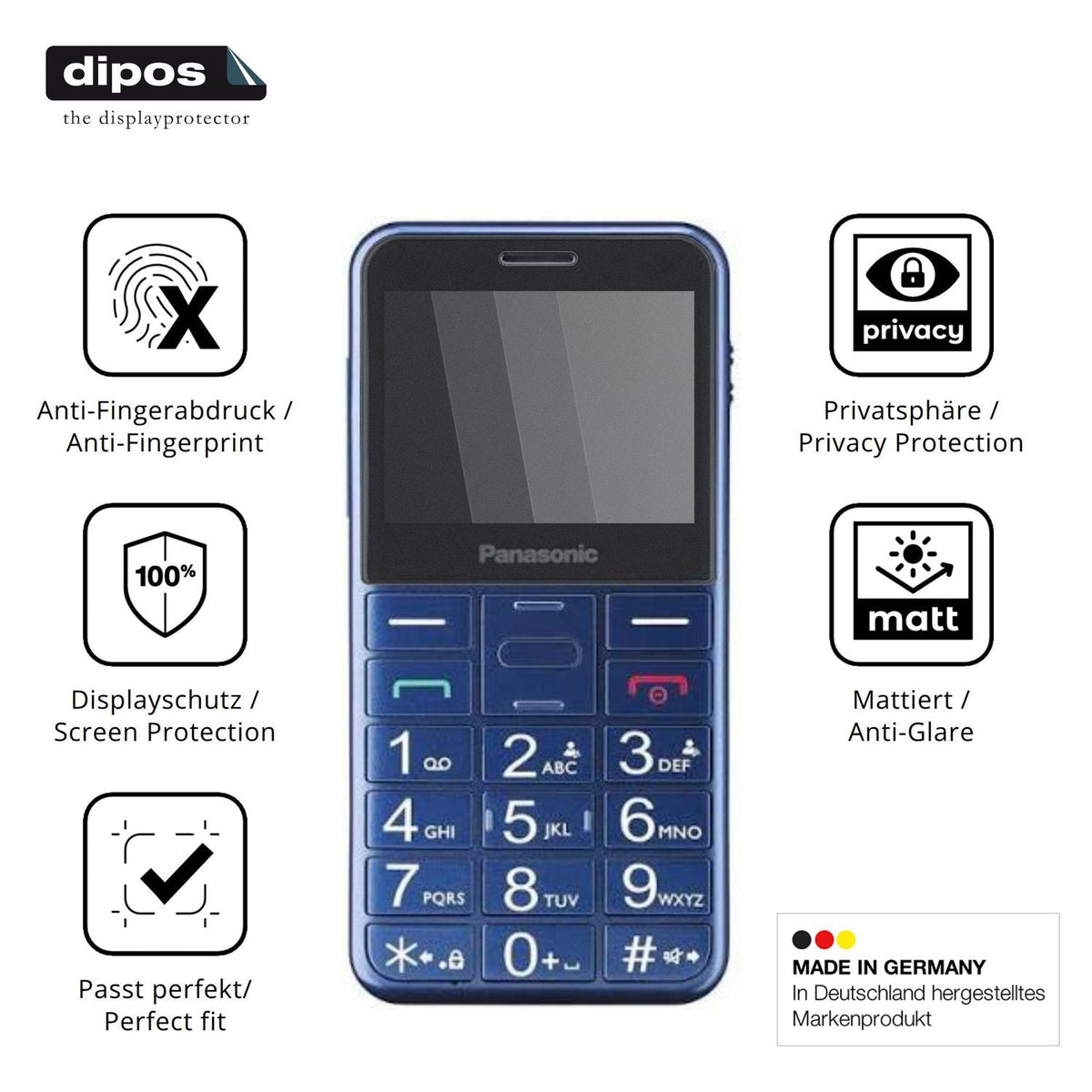 Blickschutzfolie für Panasonic KX-TU155 matt Schutzfolie Privacy