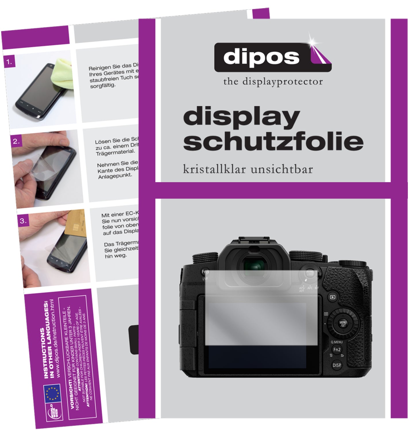 2x Schutzfolie klar für Panasonic Lumix DC-G91 Display-Schutzfolie