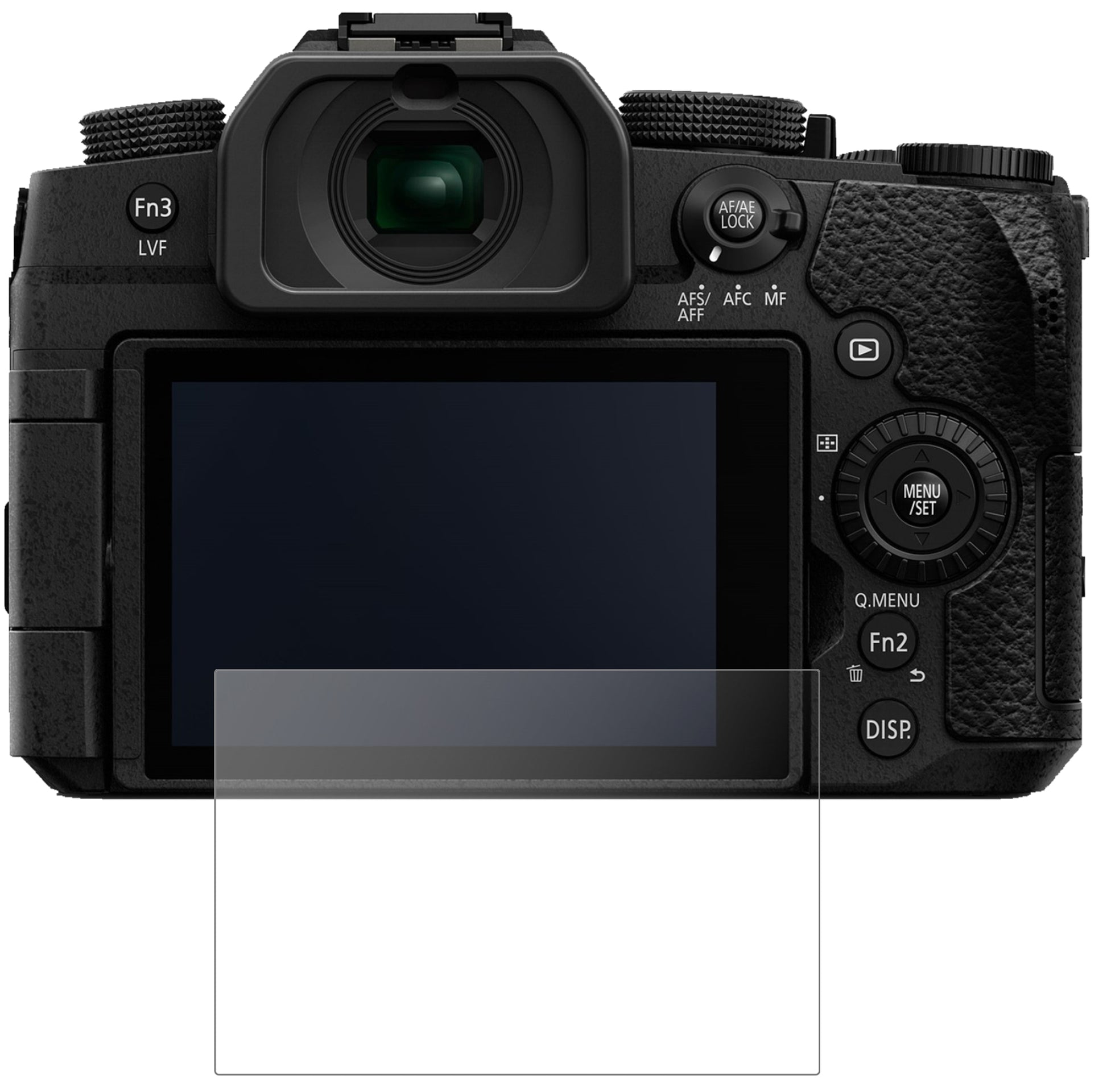 PanasonicLumix DC-G91 mit aufgebrachter dipos Panzerfolie, die lästige Fingerabdrücke minimiert
