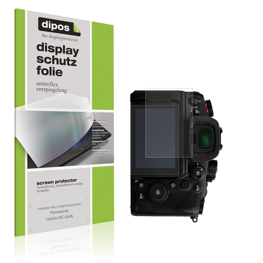 Matte Displayschutzfolie von dipos passend für Panasonic Lumix DC-GH6, präziser Zuschnitt und blasenfrei montiert