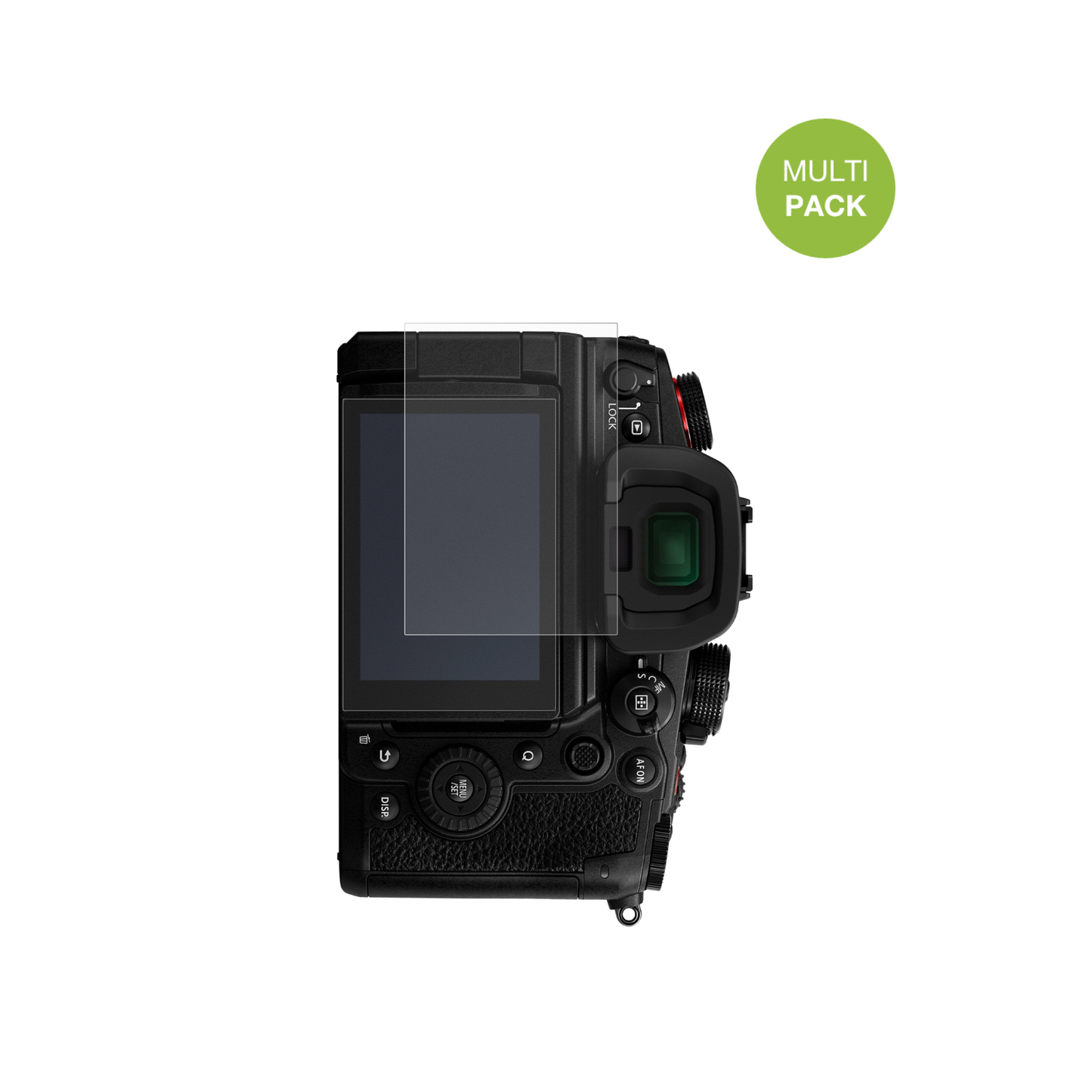 PanasonicLumix DC-GH6 mit aufgebrachter dipos Displayschutzfolie, die lästige Fingerabdrücke minimiert