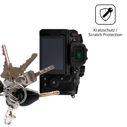 Schutz gegen Kratzer auf dem Panasonic Lumix DC-GH6 Glas durch Schlüssel oder Ähnliches