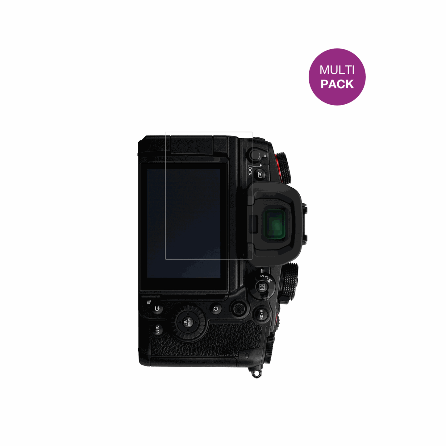 PanasonicLumix DC-GH6 mit aufgebrachter dipos Displayschutzfolie, glasklare Darstellung ohne Einschränkungen