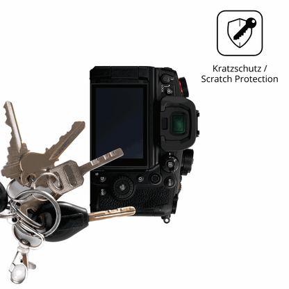 Schutz gegen Kratzer auf dem Panasonic Lumix DC-GH6 Glas durch Schlüssel oder Ähnliches