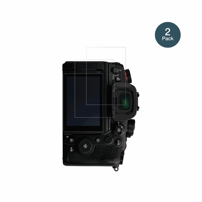 PanasonicLumix DC-GH6 mit aufgebrachter dipos Flex Schutzfolie, glasklare Darstellung ohne Einschränkungen