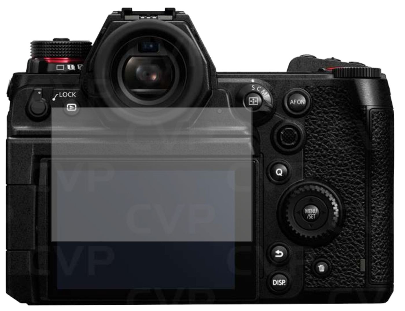 PanasonicLumix DC-S1H mit aufgebrachter dipos Displayschutzfolie, die lästige Fingerabdrücke minimiert