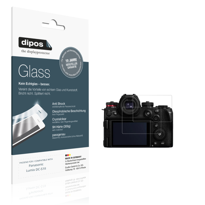 Klare Displayschutzfolie von dipos passend für Panasonic Lumix DC-S1II, 9H kratzfest und blasenfrei montiert