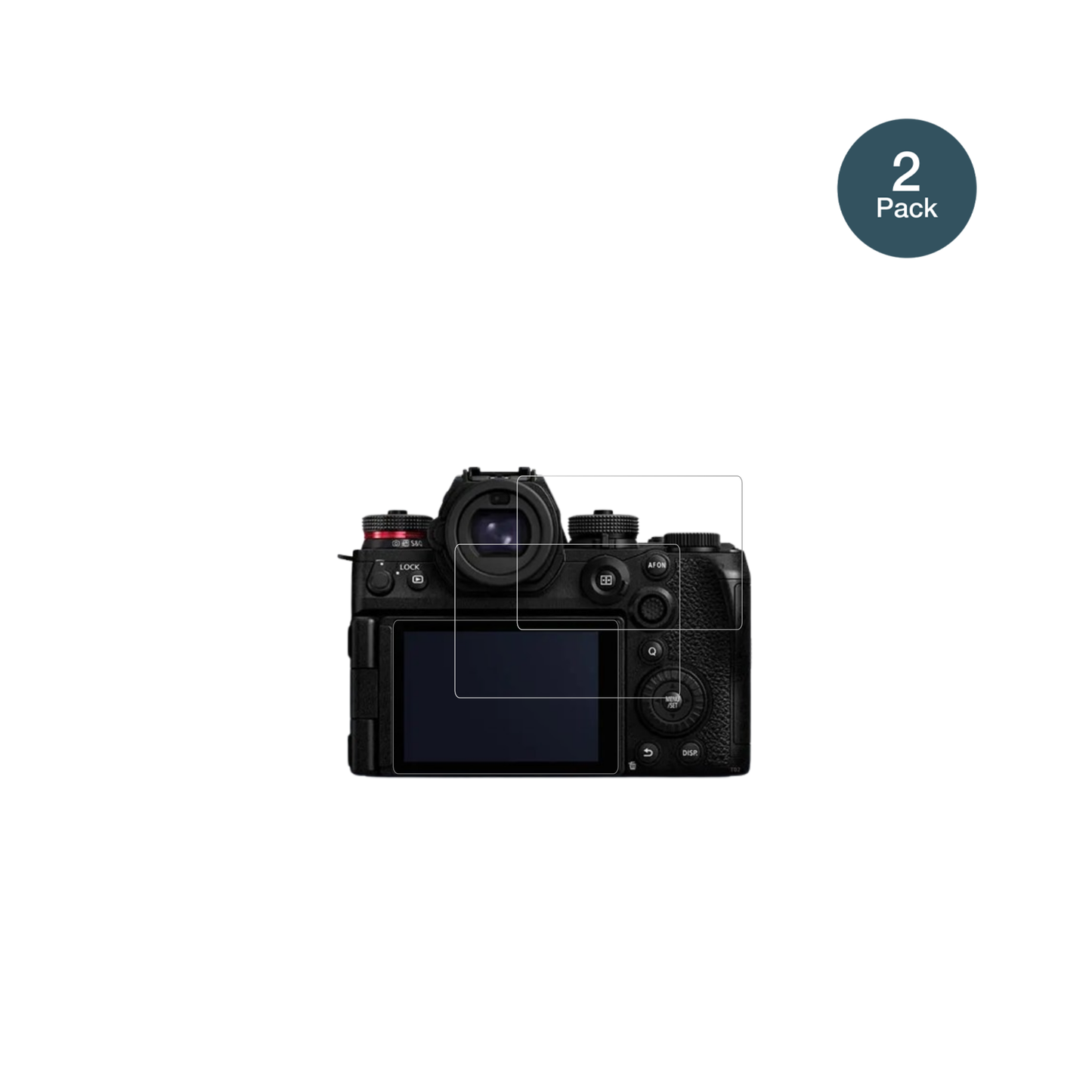 PanasonicLumix DC-S1II mit aufgebrachter dipos Flex Schutzfolie, glasklare Darstellung ohne Einschränkungen