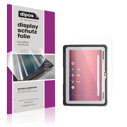 Klare Displayschutzfolie von dipos passend für Panasonic Toughpad FZ-A3, präziser Zuschnitt und blasenfrei montiert