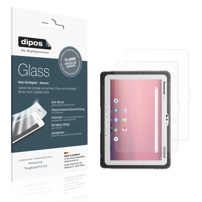 Matte Displayschutzfolie von dipos passend für Panasonic Toughpad FZ-A3, 9H kratzfest und blasenfrei montiert