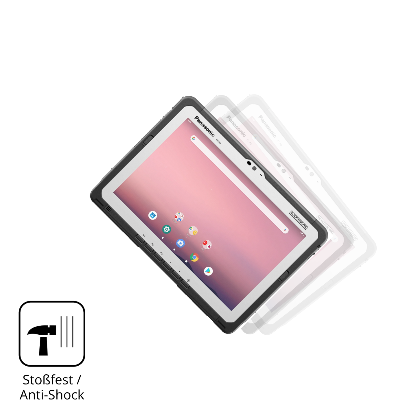 Schutz gegen Kratzer auf dem Panasonic Toughpad FZ-A3 Glas durch Schlüssel, Stöße gegen die Tischkante oder Stürze