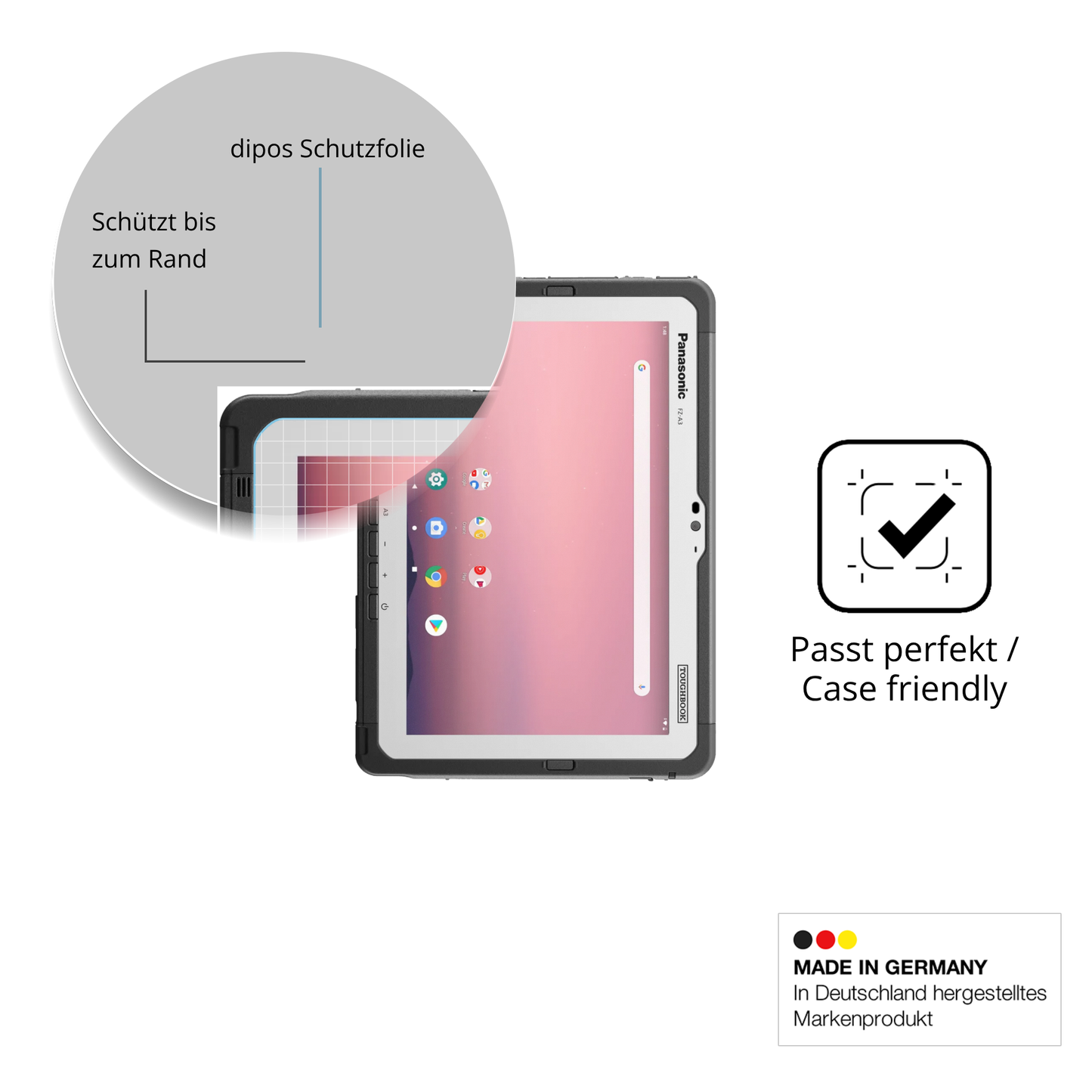 Schutzglasfolie mit optimaler Passform, zur Verwendung mit Hüllen geeignet