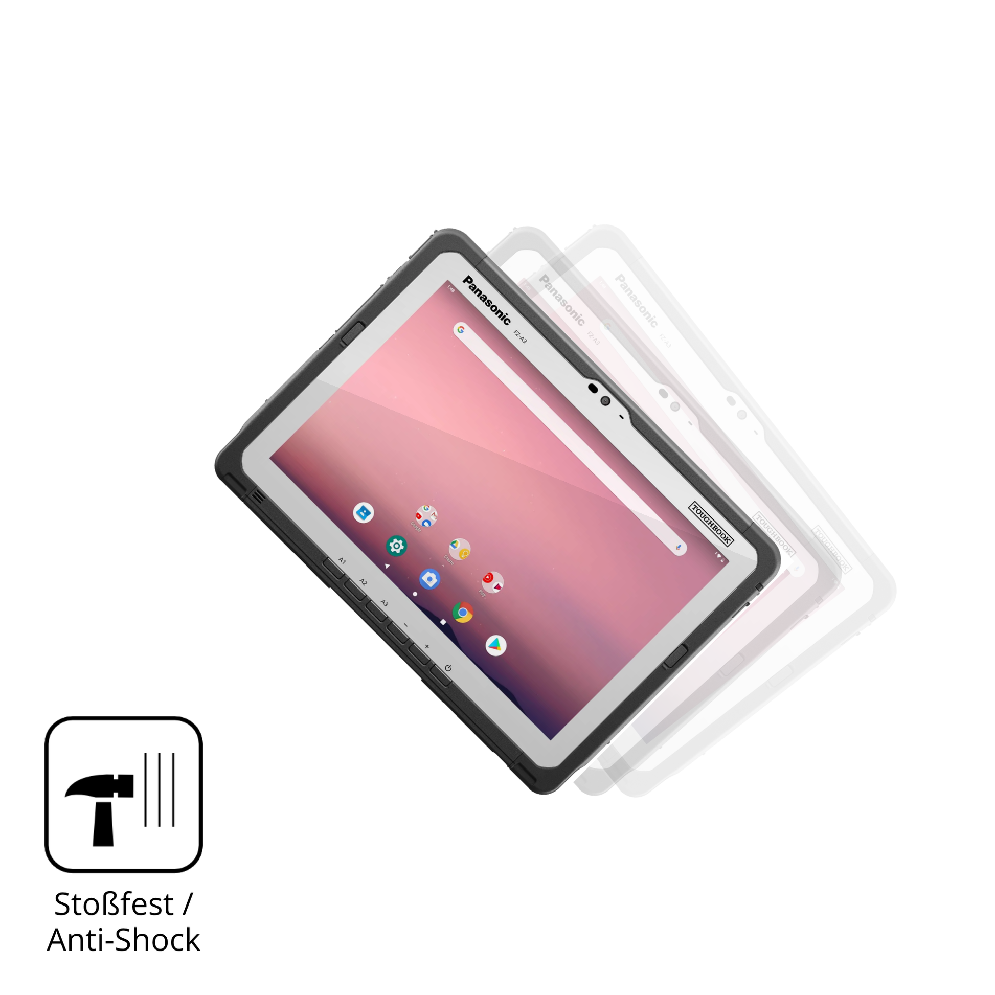 Schutz gegen Kratzer auf dem Panasonic Toughpad FZ-A3 Glas durch Schlüssel, Stöße gegen die Tischkante oder Stürze