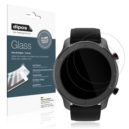 Klare Displayschutzfolie von dipos passend für 47mm Durchmesser Uhr, 9H kratzfest und blasenfrei montiert