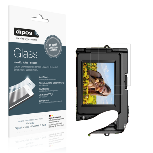 Klare Displayschutzfolie von dipos passend für Aboobu Digitalkamera 4K 48MP 3 Zoll, 9H kratzfest und blasenfrei montiert