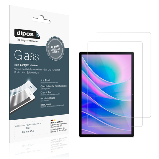 Klare Displayschutzfolie von dipos passend für Acer Iconia A14, 9H kratzfest und blasenfrei montiert