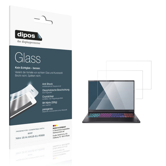 Klare Displayschutzfolie von dipos passend für acer Nitro 18 AI AN18-61-R968, 9H kratzfest und blasenfrei montiert