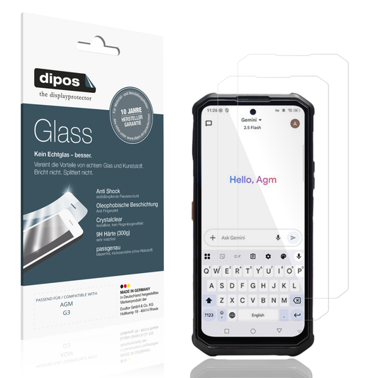 Klare Displayschutzfolie von dipos passend für AGM G3, 9H kratzfest und blasenfrei montiert