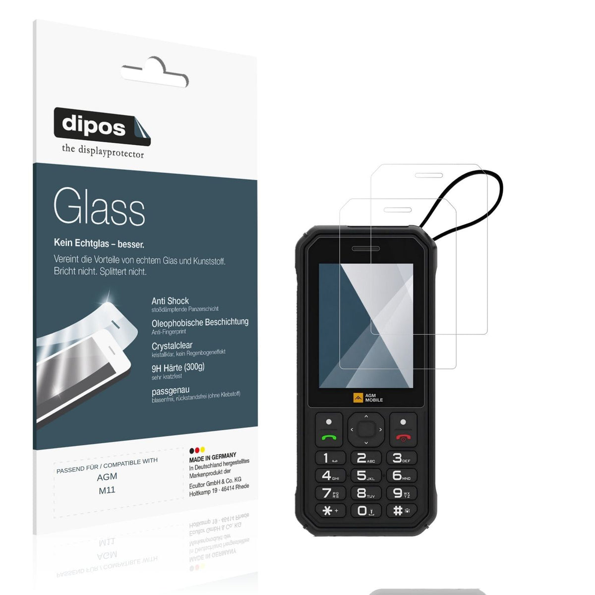 Klare Displayschutzfolie von dipos passend für AGM M11, 9H kratzfest und blasenfrei montiert