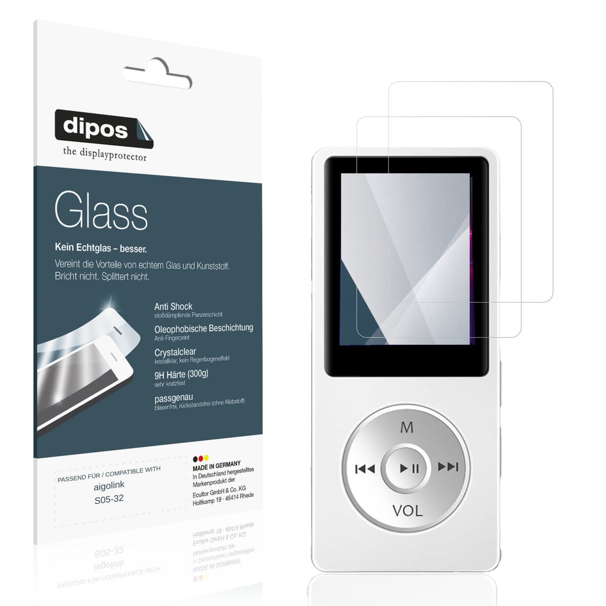 Klare Displayschutzfolie von dipos passend für aigolink S05-32, 9H kratzfest und blasenfrei montiert