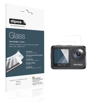Klare Displayschutzfolie von dipos passend für Akaso Brave 7, 9H kratzfest und blasenfrei montiert