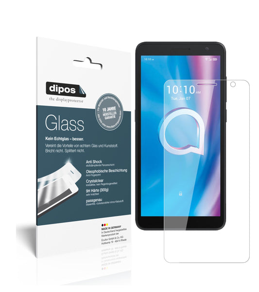 Klare Displayschutzfolie von dipos passend für Alcatel 1B (2020), 9H kratzfest und blasenfrei montiert