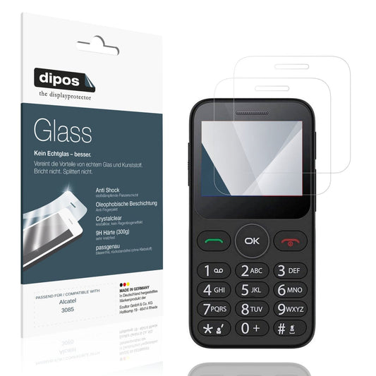 Klare Displayschutzfolie von dipos passend für Alcatel 3085, 9H kratzfest und blasenfrei montiert