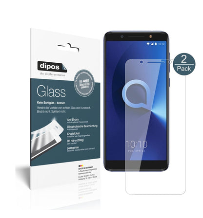 Klare Displayschutzfolie von dipos passend für Alcatel 3X, 9H kratzfest und blasenfrei montiert