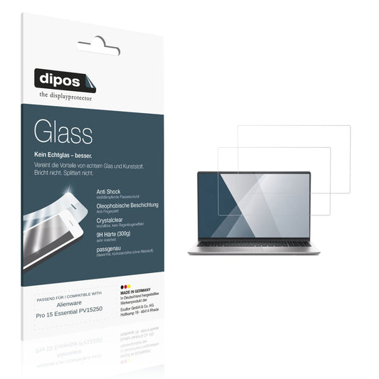 Klare Displayschutzfolie von dipos passend für Alienware Pro 15 Essential PV15250, 9H kratzfest und blasenfrei montiert