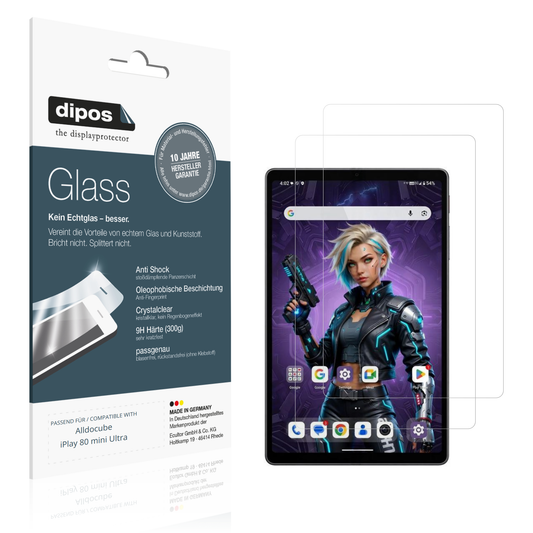 Klare Displayschutzfolie von dipos passend für Alldocube iPlay 80 mini Ultra, 9H kratzfest und blasenfrei montiert