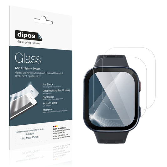 Klare Displayschutzfolie von dipos passend für Amazfit Bip Max 50mm, 9H kratzfest und blasenfrei montiert