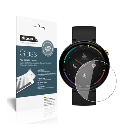 Klare Displayschutzfolie von dipos passend für Amazfit Verge 2, 9H kratzfest und blasenfrei montiert
