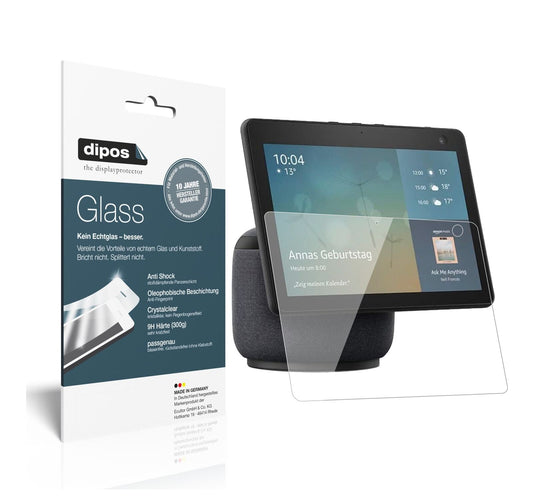 Klare Displayschutzfolie von dipos passend für Amazon Echo Show 10 (3. Generation), 9H kratzfest und blasenfrei montiert