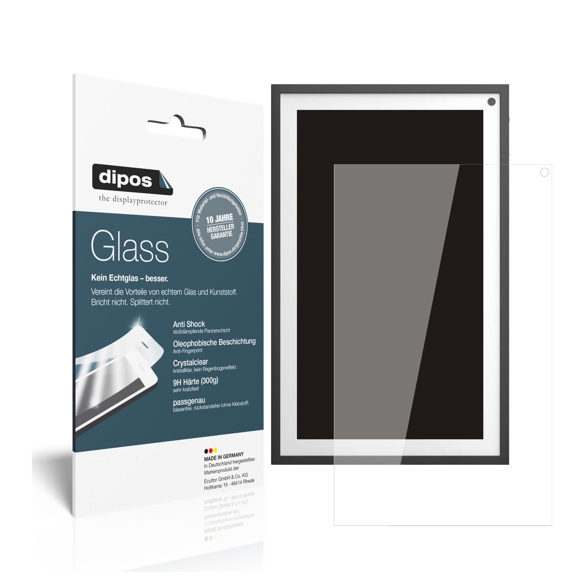 Klare Displayschutzfolie von dipos passend für Amazon Echo Show 15 (2021), 9H kratzfest und blasenfrei montiert