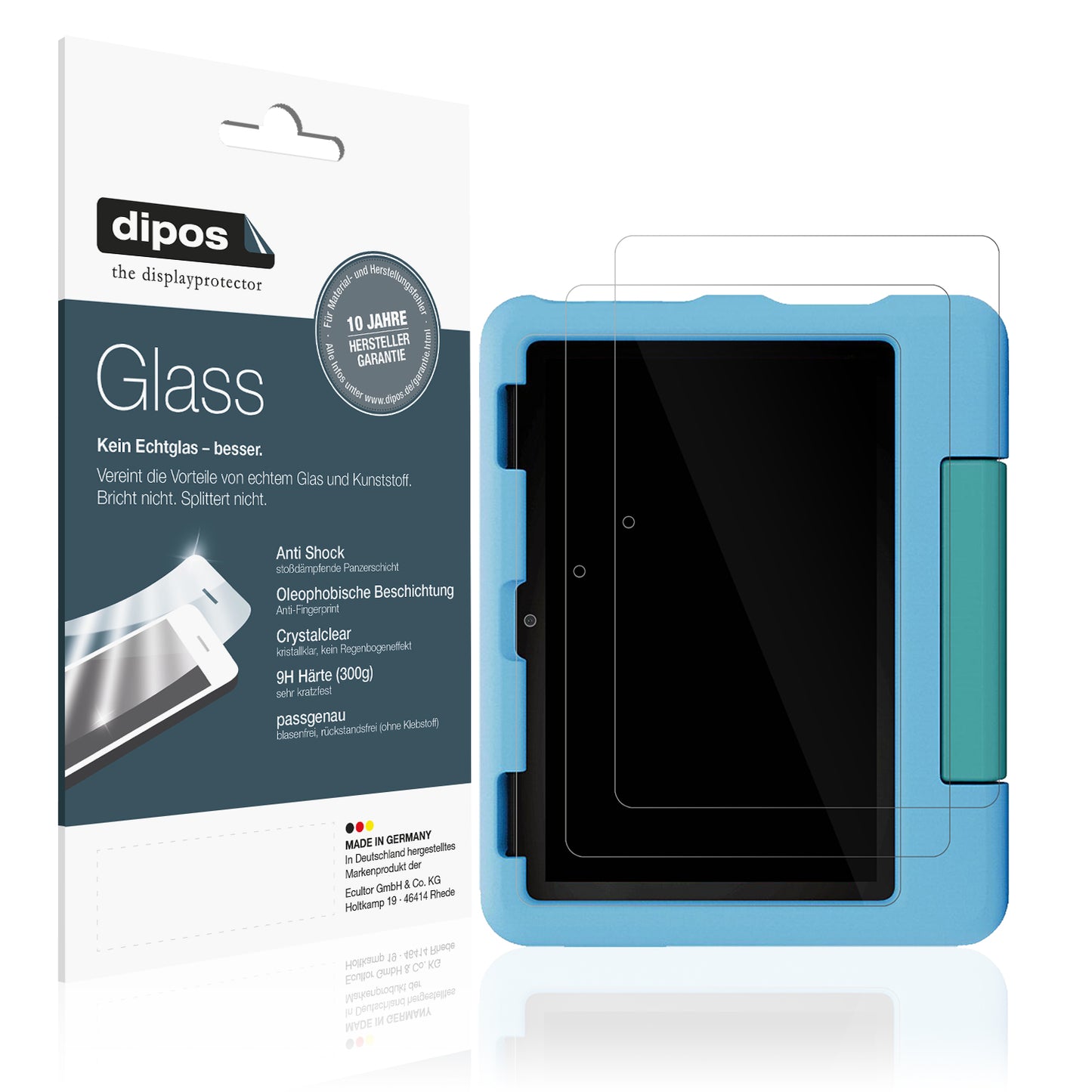 Klare Displayschutzfolie von dipos passend für Amazon Fire HD 8 Kids 2024, 9H kratzfest und blasenfrei montiert