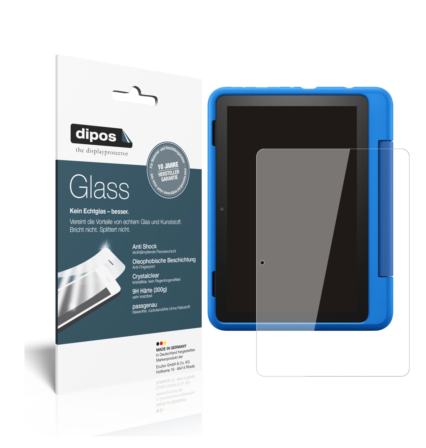 Klare Displayschutzfolie von dipos passend für Amazon Fire HD 8 Kids Pro-Tablet, 9H kratzfest und blasenfrei montiert