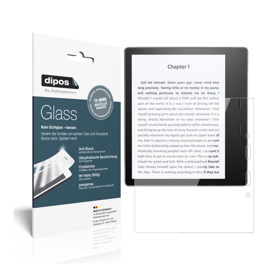 Klare Displayschutzfolie von dipos passend für Amazon Kindle Oasis (2019), 9H kratzfest und blasenfrei montiert