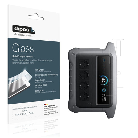 Klare Displayschutzfolie von dipos passend für Anker SOLIX C1000 Gen 2, 9H kratzfest und blasenfrei montiert