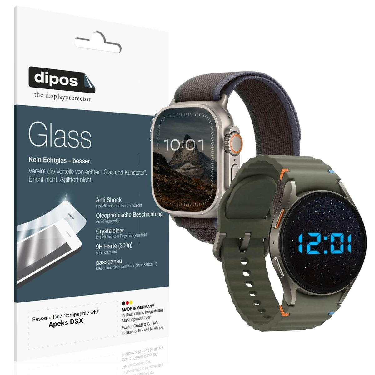 Klare Displayschutzfolie von dipos passend für Apeks DSX, 9H kratzfest und blasenfrei montiert