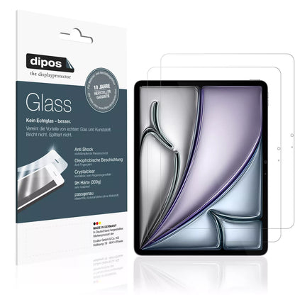Klare Displayschutzfolie von dipos passend für Apple iPad Air 13 Zoll M2 2024, 9H kratzfest und blasenfrei montiert
