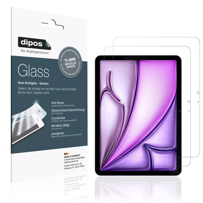 Klare Displayschutzfolie von dipos passend für Apple iPad Air M2 11 Zoll, 9H kratzfest und blasenfrei montiert