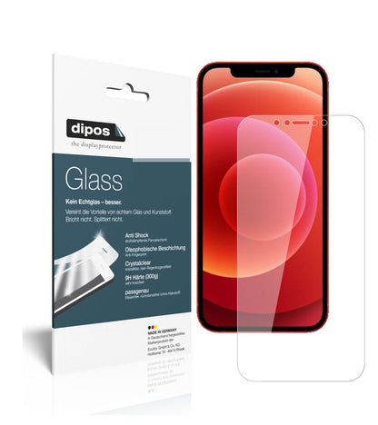 Klare Displayschutzfolie von dipos passend für Apple iPhone 12, 9H kratzfest und blasenfrei montiert
