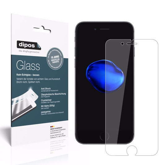 Klare Displayschutzfolie von dipos passend für Apple iPhone 7 Plus, 9H kratzfest und blasenfrei montiert