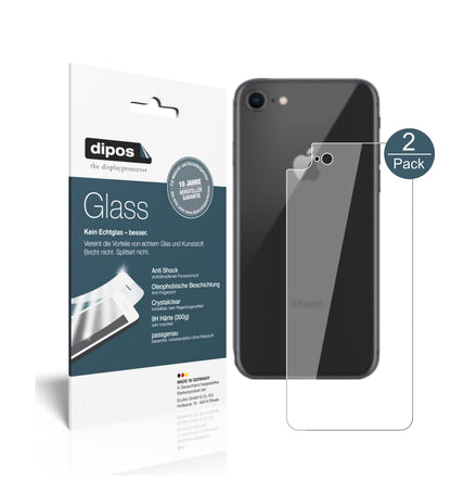 Klare Displayschutzfolie von dipos passend für Apple iPhone SE 2 Rückseite, 9H kratzfest und blasenfrei montiert