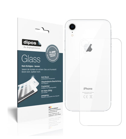 Klare Displayschutzfolie von dipos passend für Apple iPhone XR Rückseite, 9H kratzfest und blasenfrei montiert