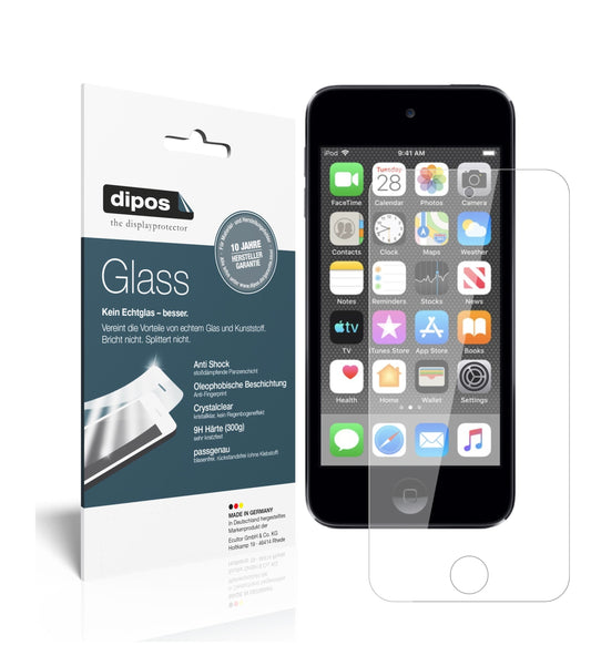 Klare Displayschutzfolie von dipos passend für Apple iPod Touch (2019), 9H kratzfest und blasenfrei montiert