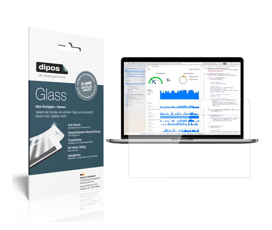 Klare Displayschutzfolie von dipos passend für Apple MacBook Pro 15 Zoll (2019), 9H kratzfest und blasenfrei montiert