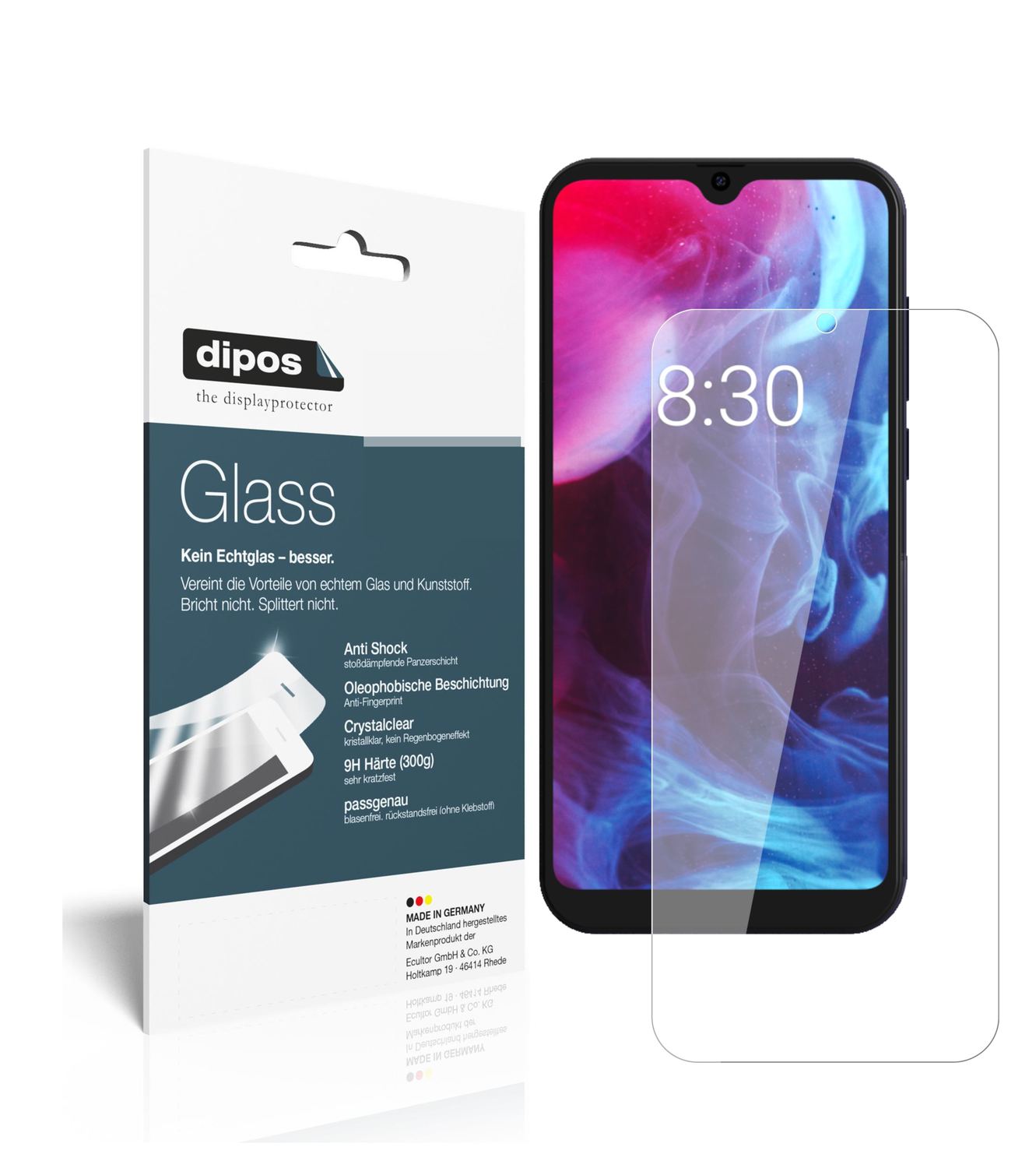 Klare Displayschutzfolie von dipos passend für Archos Oxygen 63, 9H kratzfest und blasenfrei montiert