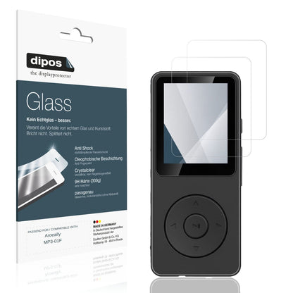 Klare Displayschutzfolie von dipos passend für Aroeally MP3-01F, 9H kratzfest und blasenfrei montiert